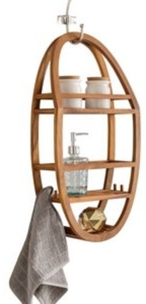 Destiny Duschablage SPA & LIVING, Wandregal, 2 Ablagefächer, oval 33x12,5x62cm, Teak Bild 5