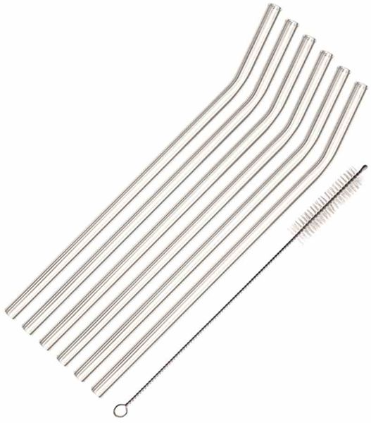 Trinkhalme "Glas" gebogen 6er-Set