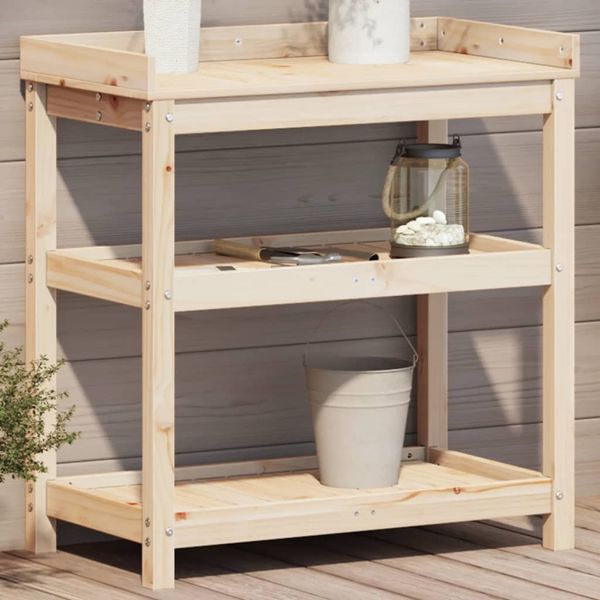 vidaXL Pflanztisch mit Ablagen 82,5x45x86,5 cm Massivholz Kiefer 832432