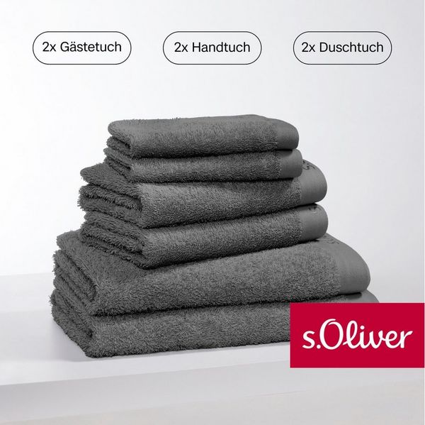 s.Oliver Handtuch Set s.Oliver, Premium Qualität, 600 gr/m², Walkfrottier (Set, 6-St), 2 Gästetücher 30x50, 2 Handtücher 50x100, 2 Duschtücher 70x140