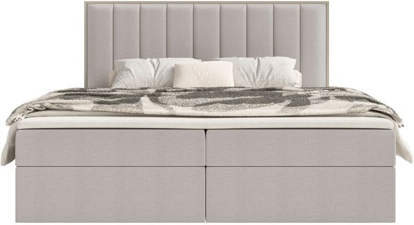 Selsey 'Togents' Boxspringbett 180x200 mit Stauraum und Topper, hydrophobe Chenille, graubeige Bild 6