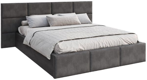FDM Polsterbett DORIS Bettgestell 90x200, 120x200, 140x200, 160x200, 180x200 (verfügbar 90x200 120x200 140x200 160x200 180x200cm, Bettrahmen, Bett, mit großen gepolsterten Kopfteil, mit Bettkasten zum aufklappen), Hebbarer Metallrahmen, Bettkasten, ohn...