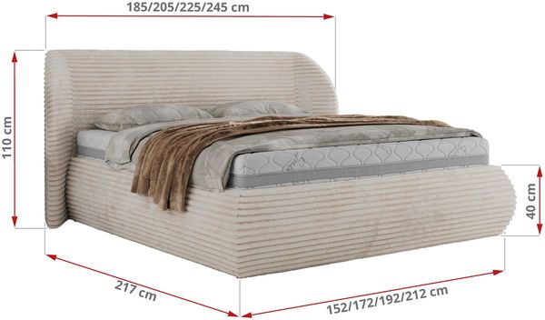 Polsterbett mit Lattenrost, Doppelbett Bettkasten, Bettgestell mit Gasdruckfeder - CAELA CLASSIC - 180 x 200 cm - Beige Cord Bild 7