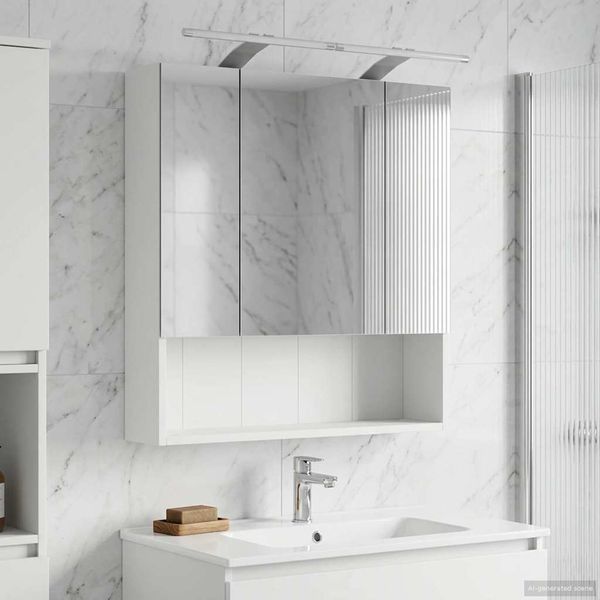 vidaXL Badezimmerspiegelschrank Weiß 60 x 14.5 x 70 cm Holzwerkstoff 889191