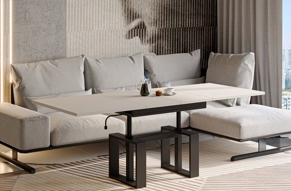 Endo-Moebel Couchtisch Empoli - ausziehbar 110-170cm und höhenverstellbar Doppellift Metall, Couch- & Esstisch, modern Design, Wohnzimmertisch, Multifunktionstisch
