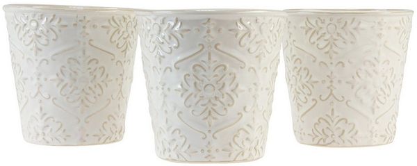 Viana Übertopf Keramik Übertopf Weiß Ø11cm H11cm 3er-Set Pflanztopf, 3 Stück