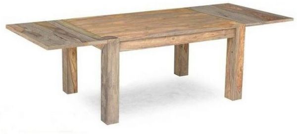 Esstisch mit Ansteckplatten Sheesham 180-220/260x90x76 grau geölt NATURE GREY #305