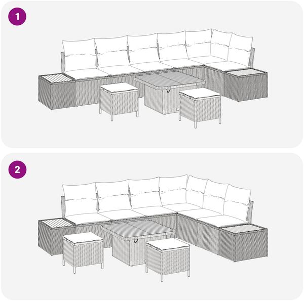 vidaXL Gartensofa-set mit Kissen 9 pcs Schwarz 3363319 Bild 10