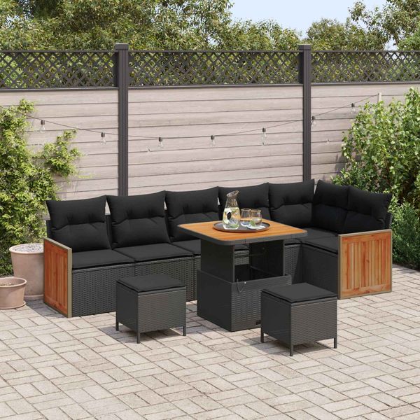 vidaXL Gartensofa-set mit Kissen 9 pcs Schwarz 3363319