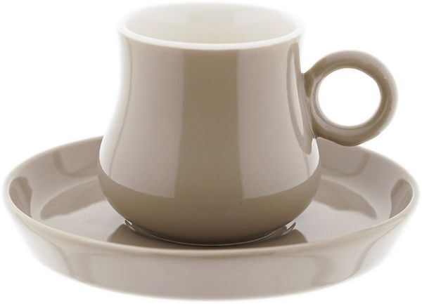 12-teiliges Mokkatassen Set aus hochwertigem Porzellan, 100 ml - Taupe