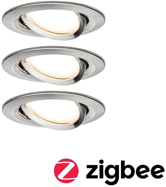 Paulmann No. 92959 SmartHome Zigbee LED Einbauleuchten Set Nova Plus 3x6W Eisen gebürstet