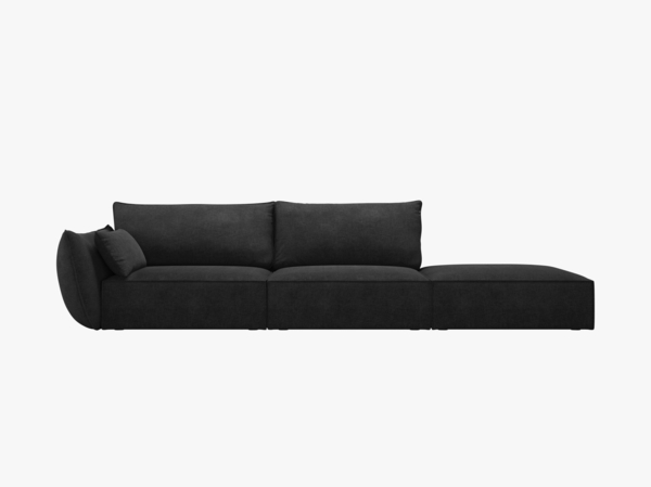 Micadoni Sofa Kaelle 4-Sitzer Rechts Chenille Over The Horizon Schwarz