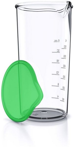 Arendo Messbecher mit Deckel, 600ml, 20 Unzen, Klarsichtbecher, Mixbecher aus Kunststoff, Kunststoff, (1-St), ideal für elektrische Handmixer, Stabmixer & Handrührer
