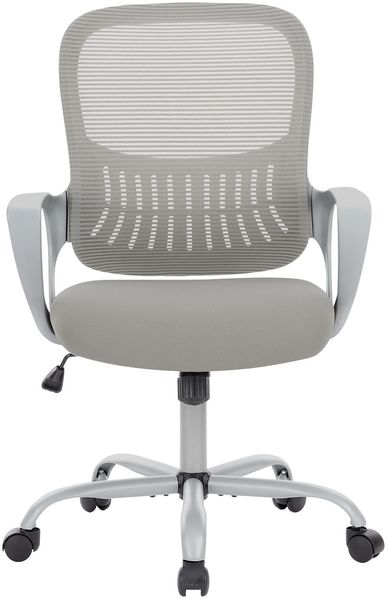 Sweetcrispy Bürostuhl Ergonomisch, Schreibtischstuhl mit Lendenwirbelstütze, Verstellbaren Armlehnen Drehstuhl, Höhenverstellbarer Office Chair, Bürostühle Geeignet für Büro und Schlafzimmer (Grau)