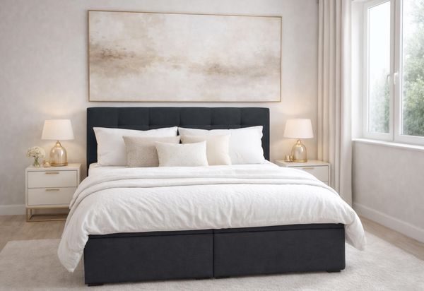 AX LIVING Boxspringbett Galata 140x200 Schwarz mit Topper Bettkasten Komfortbett