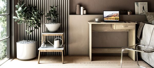 Shefa Line Nano Schreibtisch Sonoma Eiche 90x40 cm Computertisch mit Schublade