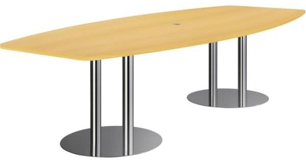 Konferenztisch KT28S 280x130cm Säulenfuß Buche Gestellfarbe: Chrom