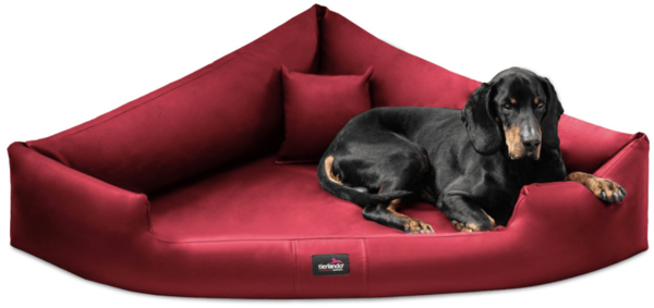 TRIVIA EASY CLEAN Orthopädisches Eckhundebett - 120x120cm, 04 Dunkelrot