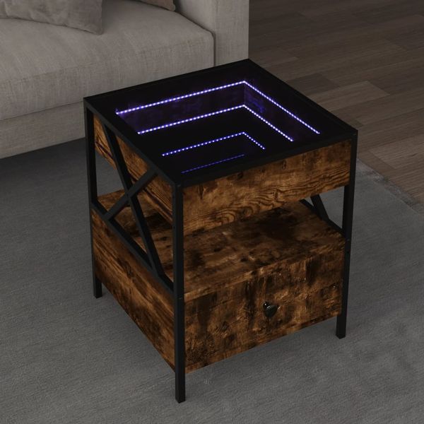 vidaXL Couchtisch mit Infinity-LED Räuchereiche 40x40x51 cm 847719