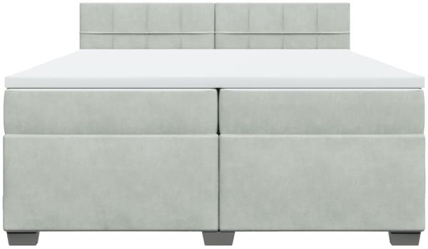 vidaXL Boxspringbett mit Matratze Hellgrau 200x200 cm Samt 3286402 Bild 4