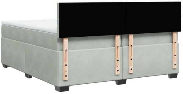 vidaXL Boxspringbett mit Matratze Hellgrau 200x200 cm Samt 3286402 Bild 10