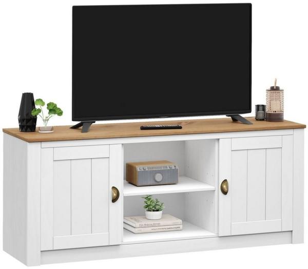 IDIMEX Lowboard BOLTON, TV Lowboard Bank Fernsehtisch aus Kiefer Massivholz mit 2 Türen lackie
