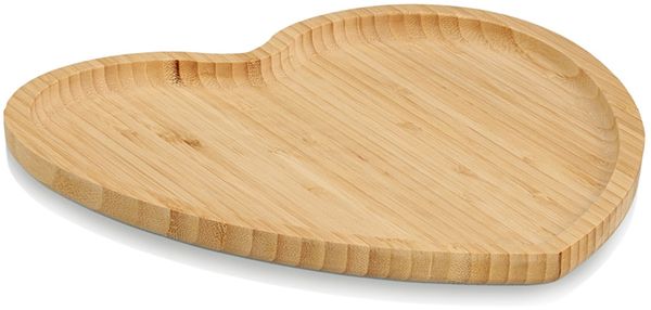 ZELLER 25659 Serviertablett HERZ aus Bambus, ca. 27 x 25 x 1,5 cm