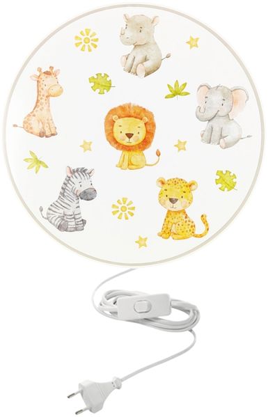 Kinderzimmer Wandlampe Safari Ø 25cm mit Schalter, Kabel, Stecker & E14 LED Bild 7