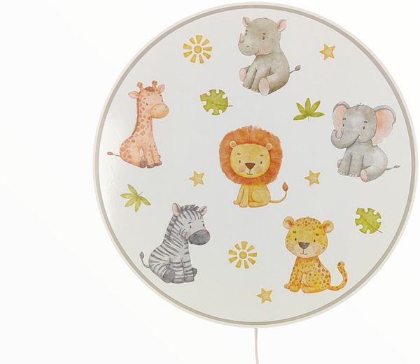 Kinderzimmer Wandlampe Safari Ø 25cm mit Schalter, Kabel, Stecker & E14 LED Bild 8