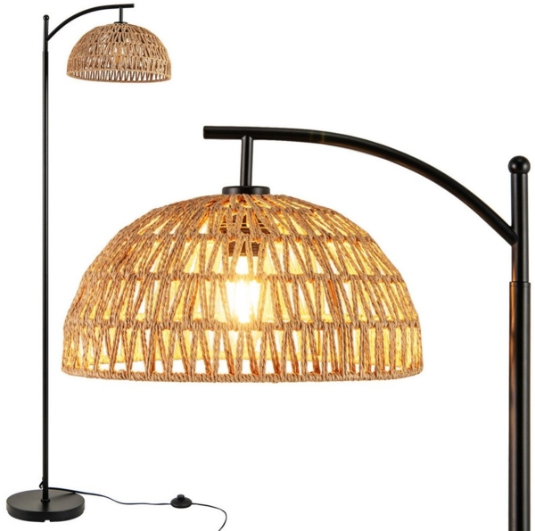 COSTWAY Stehlampe, 160cm hoch, mit hängendem Lampenschirm & Fußschalter Bild 5