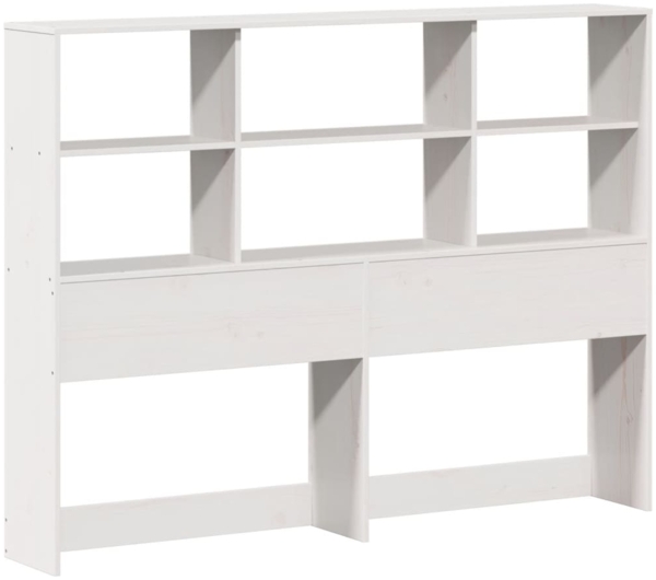 vidaXL Massivholzbett mit Regal ohne Matratze Weiß 140x200 cm Kiefer 3322758 Bild 6