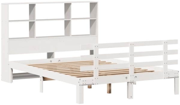 vidaXL Massivholzbett mit Regal ohne Matratze Weiß 140x200 cm Kiefer 3322758 Bild 2