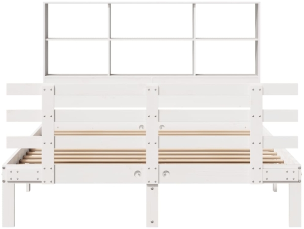 vidaXL Massivholzbett mit Regal ohne Matratze Weiß 140x200 cm Kiefer 3322758 Bild 3