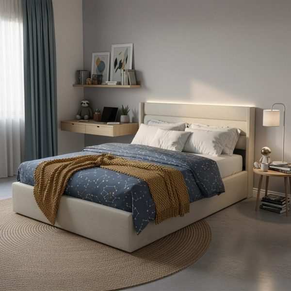 HOME DELUXE LED Bett SORINA Beige - 160 x 200 cm