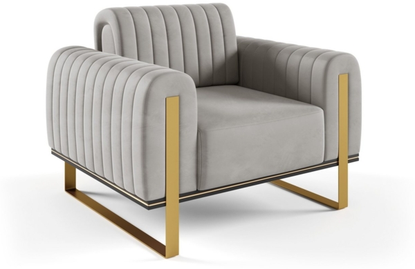 Sessel Designersessel VALERIE in Stoff Elisa Velvet Hellgrau