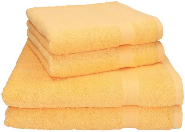 Betz 'PREMIUM' Handtuch Set, 4-tlg., 2 Handtücher und 2 Duschtücher, 100% Baumwolle, 70x140 / 50x100 cm, Honiggelb