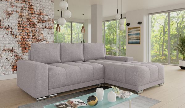 Ecksofa Pavo mit Schlaffunktion und Bettkasten - L-Form Couch mit Bonell-Federkern, Polsterecke, Couchgarnitur, Eckcouch, Sofa, Sofagarnitur (Sawana 84)