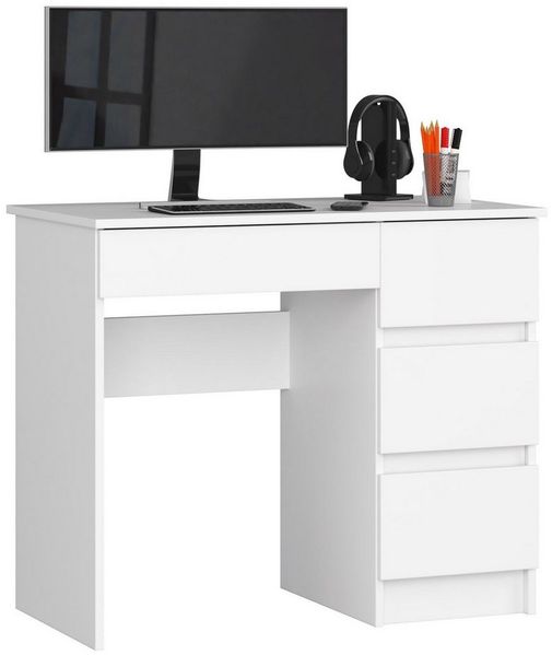 Raumhirsch Furniture Schreibtisch Kinder Computertisch - Eleganter Schreibtisch mit Stauraum, mit 4 Schubkästen - Kasten rechte Variante