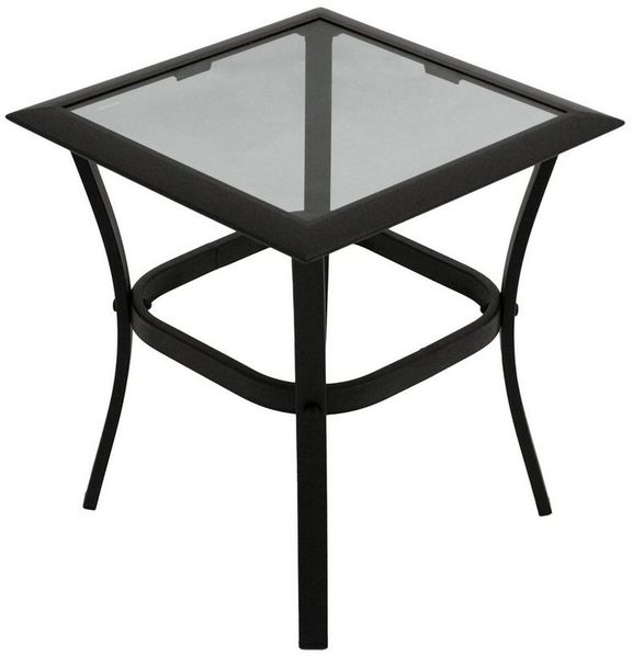 DEGAMO Beistelltisch ZAGREB, 46x46cm, Stahl schwarz + Glas, Indoor + Outdoor
