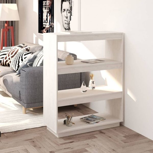 vidaXL Bücherregal/Raumteiler Weiß 80x35x103 cm Massivholz Kiefer 810885