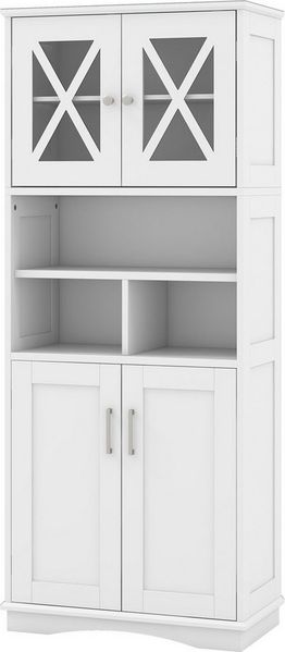 COSTWAY Badkommode, 8 Ebenen, mit 4 Türen & verstellbare Ablage, 145cm