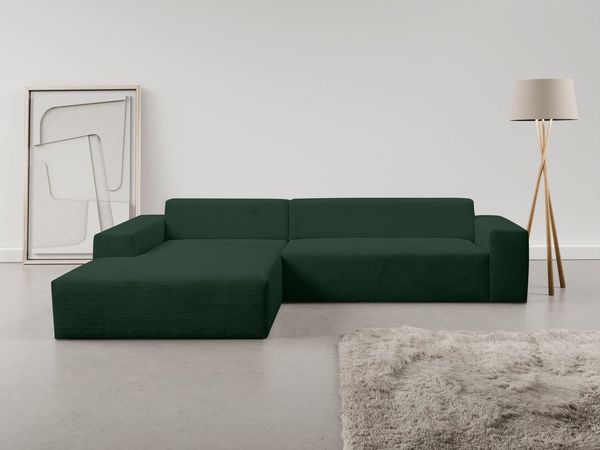 WERK2 Ecksofa Zeus-XL, Mega-Sofa mit großer Sitztiefe, Stellmaße 311cm x 210cm, Curvy Trend Garnitur mit urbaner Optik, bequem, Big-Sofa, L-Form