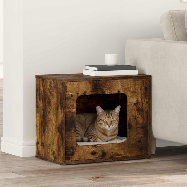 vidaXL Katzenhaus Geräucherte Eiche 51 x 30 x 42,5 cm Holzwerkstoff 8000649