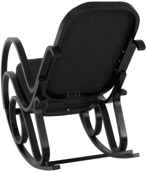 Schaukelstuhl M41, Schwingsessel Fernsehsessel, Massiv-Holz ~ Walnuss-Optik, Patchworkleder schwarz Bild 5