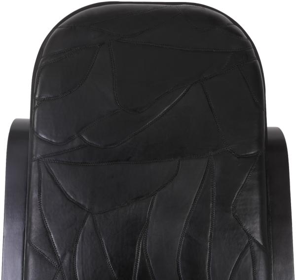 Schaukelstuhl M41, Schwingsessel Fernsehsessel, Massiv-Holz ~ Walnuss-Optik, Patchworkleder schwarz Bild 6