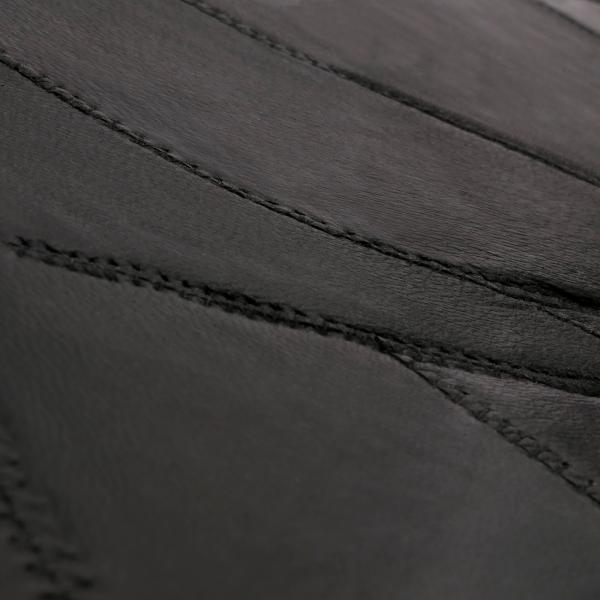 Schaukelstuhl M41, Schwingsessel Fernsehsessel, Massiv-Holz ~ Walnuss-Optik, Patchworkleder schwarz Bild 3