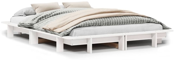 vidaXL Massivholzbett ohne Matratze Weiß 120x200 cm Kiefernholz 850663