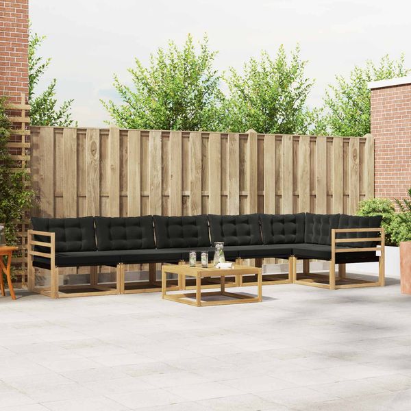 vidaXL Outdoor-Sofagarnitur 7 pcs Weiß und Schwarz 79 x 79 x 37 cm 3388746