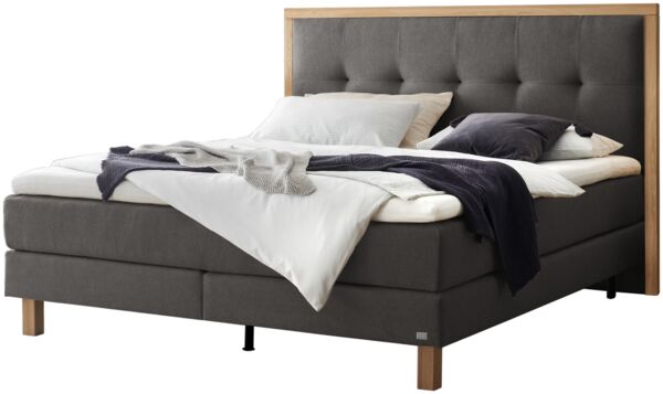 Solara Boxspringbett grau Eiche MassivholzPolyester/Polyamid/Viskose 206cm x 148cm x 125cm