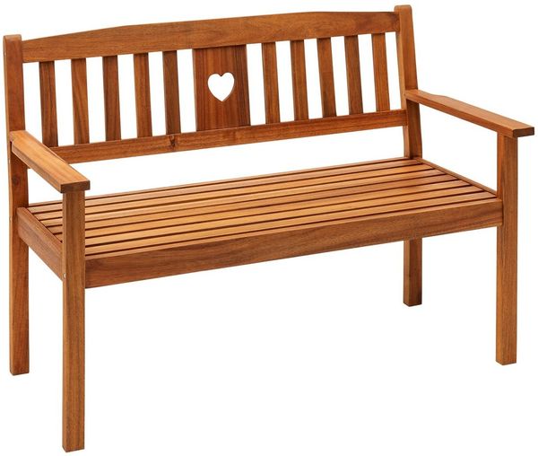 Dehner Gartenbank Gartenbank Heart, 2- oder 3-Sitzer, Farbe braun, Gartenbank aus FSC®-zertifiziertem Akazienholz mit Landhaus-Charme
